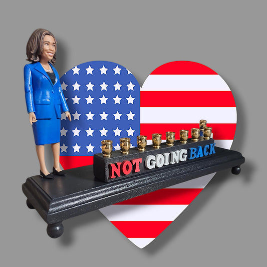 Kamala Harris Not Going Back President Menorah Candle Holder Hanukkah Judaica