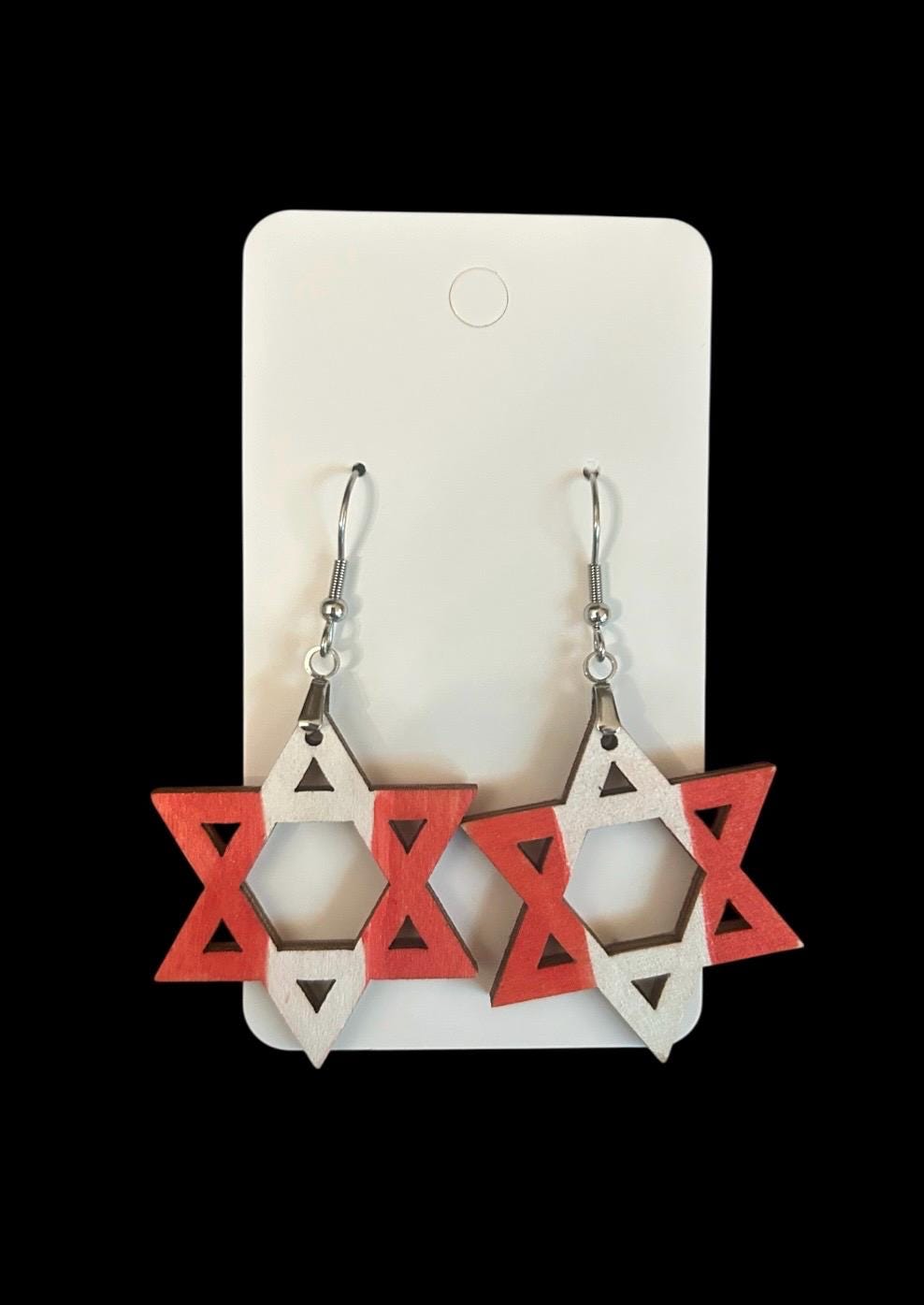Solidarity Patriotic Earrings Israel Ukraine Canada USA France Mardi Gras Jewish Star Earrings
