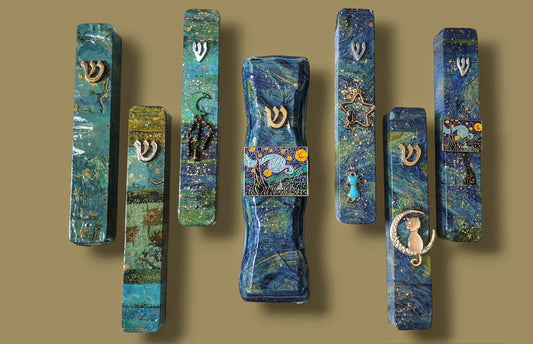 Van Gogh Mezuzah: Unique Wood and Aluminum Jewish Home Decor