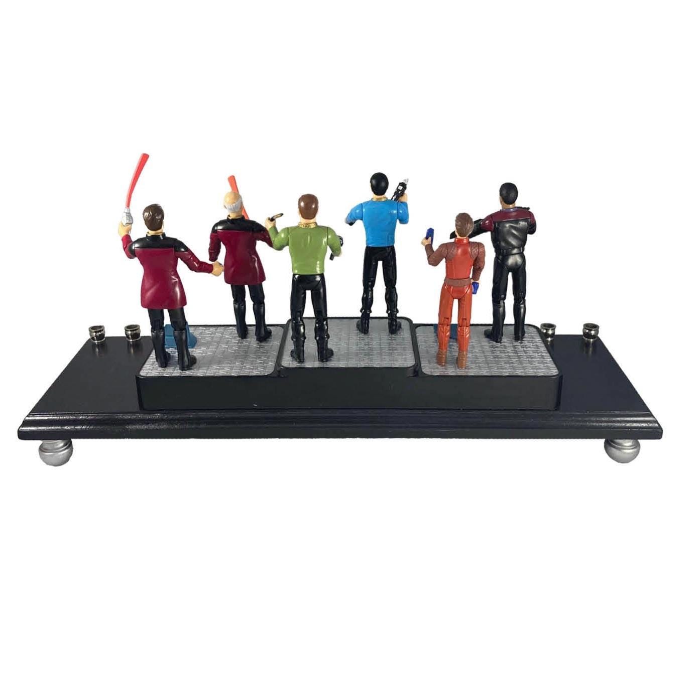 Star Trek Collector Menorah Judaica Hanukkah Repurposed Figures Spock Captain Kirk Vintage