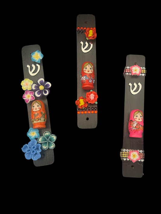 Matryoshka Mezuzah Case Russian Nesting Doll Judaica Flowers