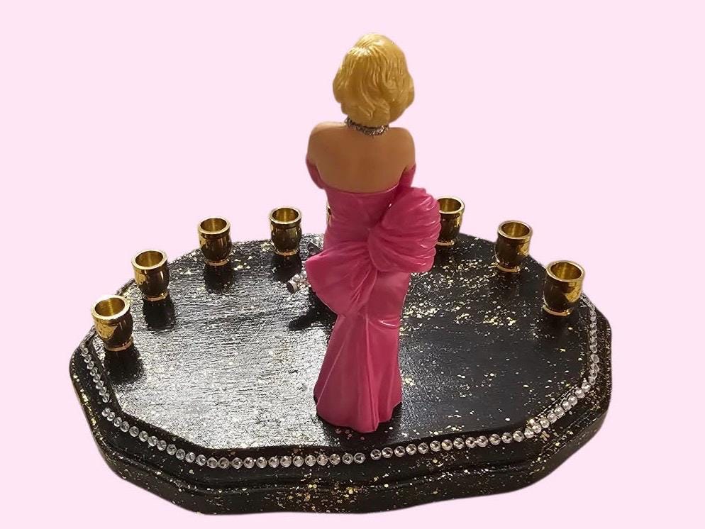 Marilyn Monroe Hanukkah Menorah, Rhinestone Dreidel, Novelty Judaica