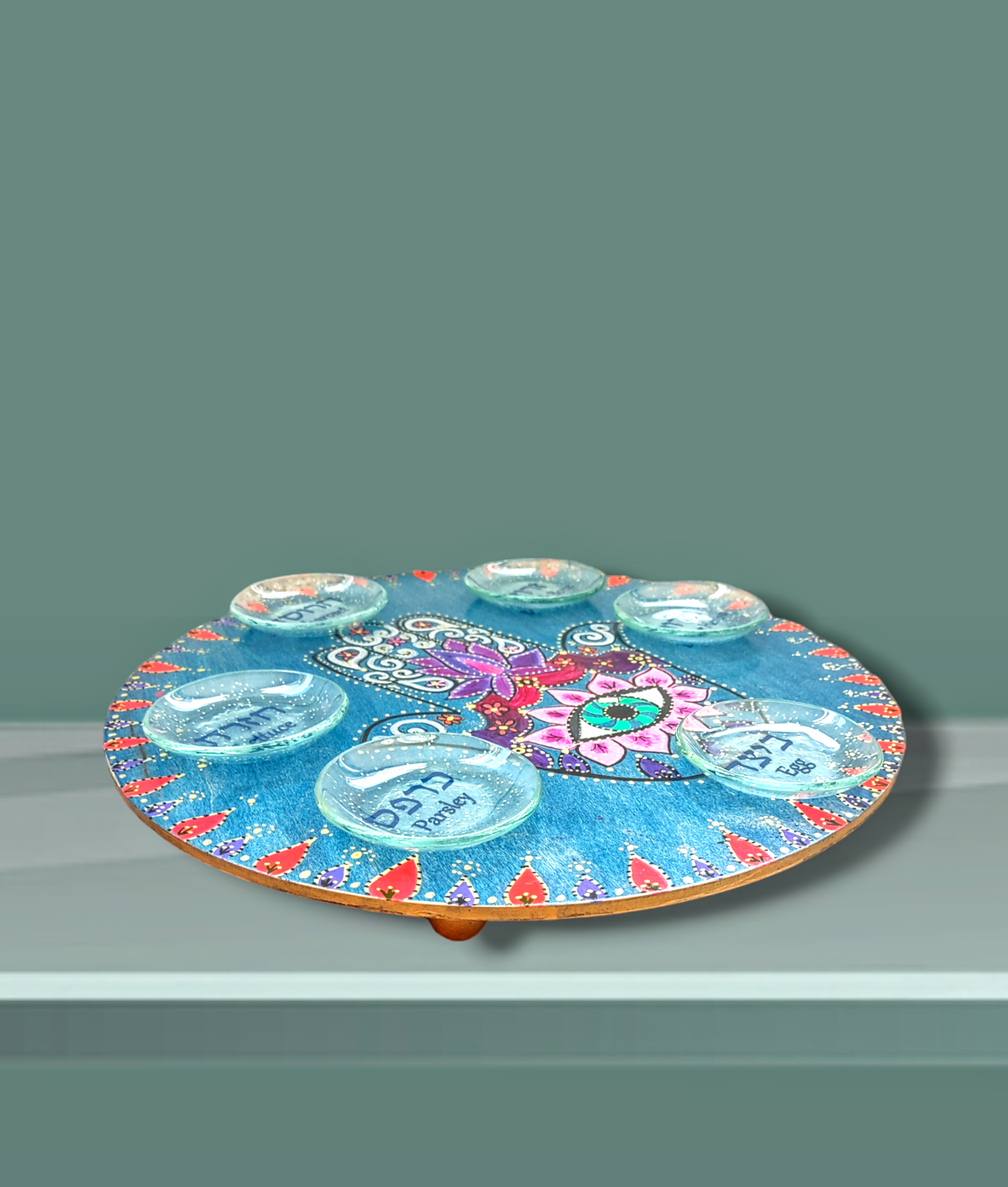 Hand Painted Hamsa Seder Plate