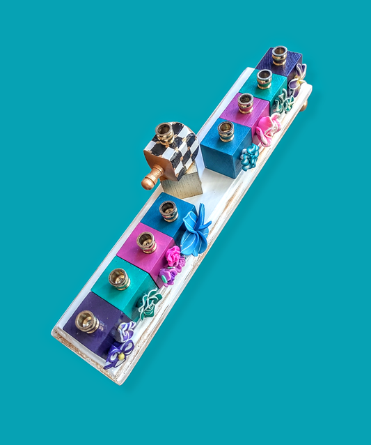 Checkerboard Tropical Flower Menorah