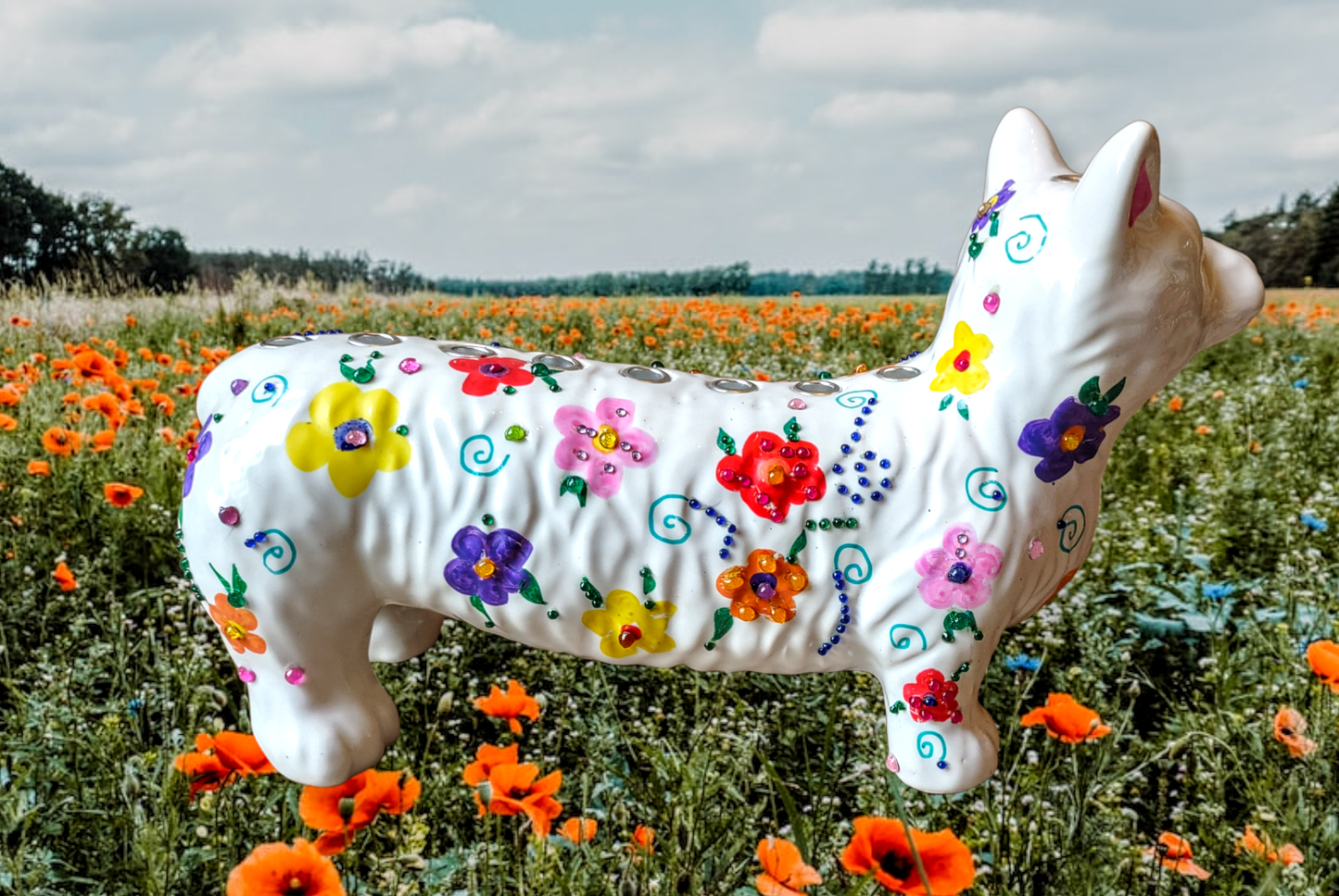 Hand Painted Ceramic Corgi Menorah