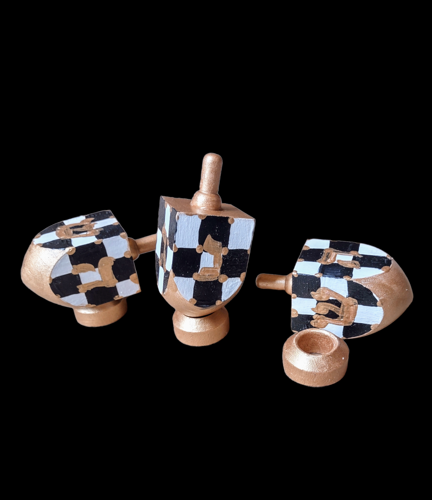 Hand Painted Checkerboard Dreidel