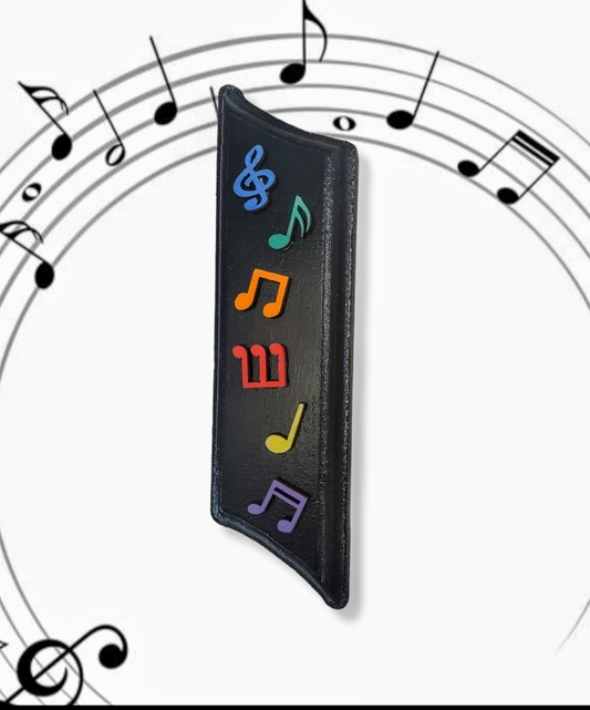 Hand painted Music Note Wood Mezuzah