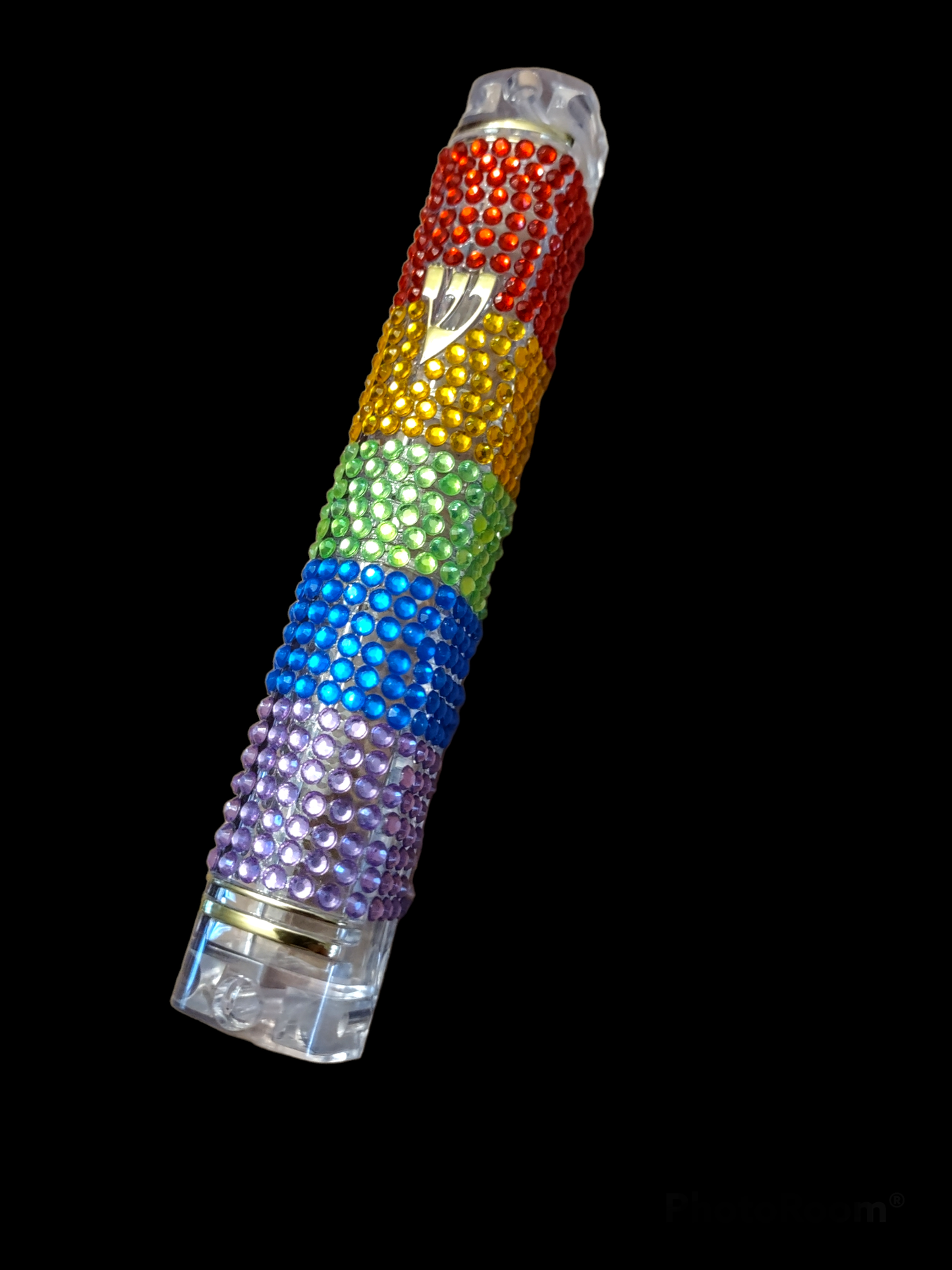 Rainbow Rhinestone Mezuzah Case