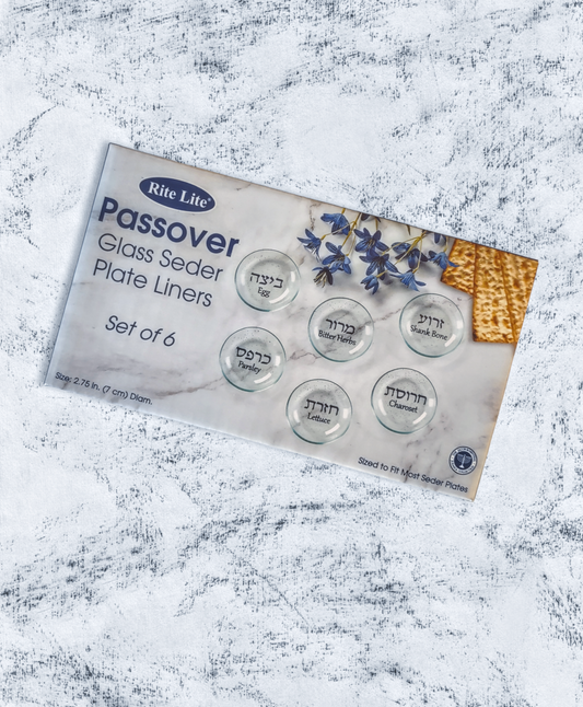 Passover Glass Seder Plate Liners Set of Six