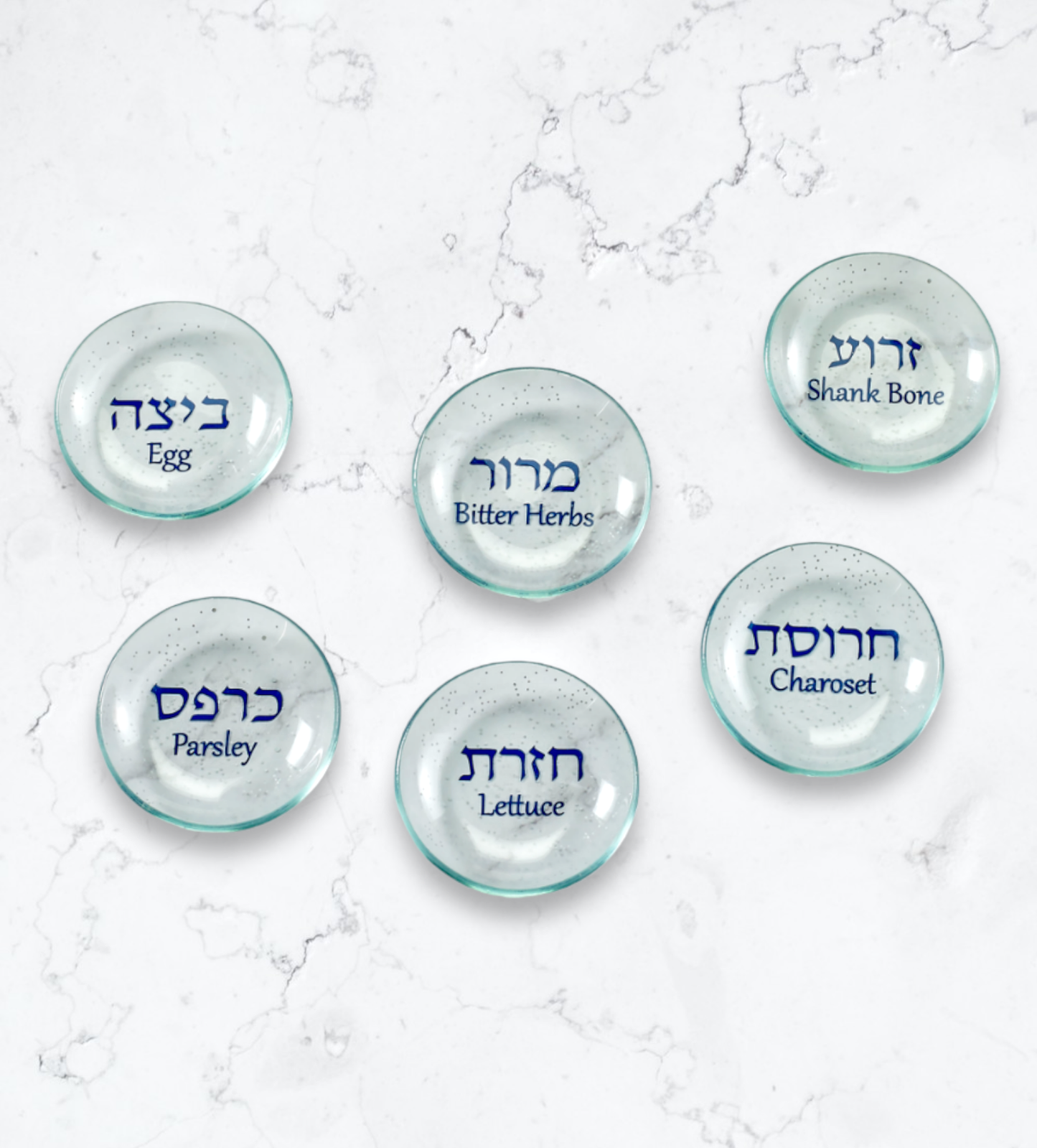 Passover Glass Seder Plate Liners Set of Six