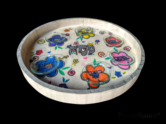 Hand Painted Flower Seder Plate