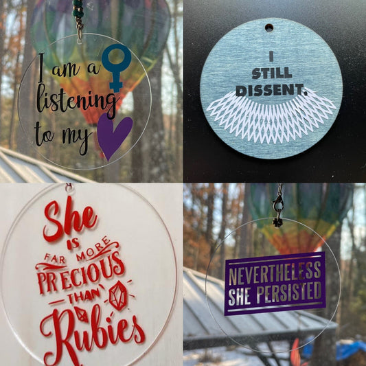 Inspirational feminist empowerment ornaments