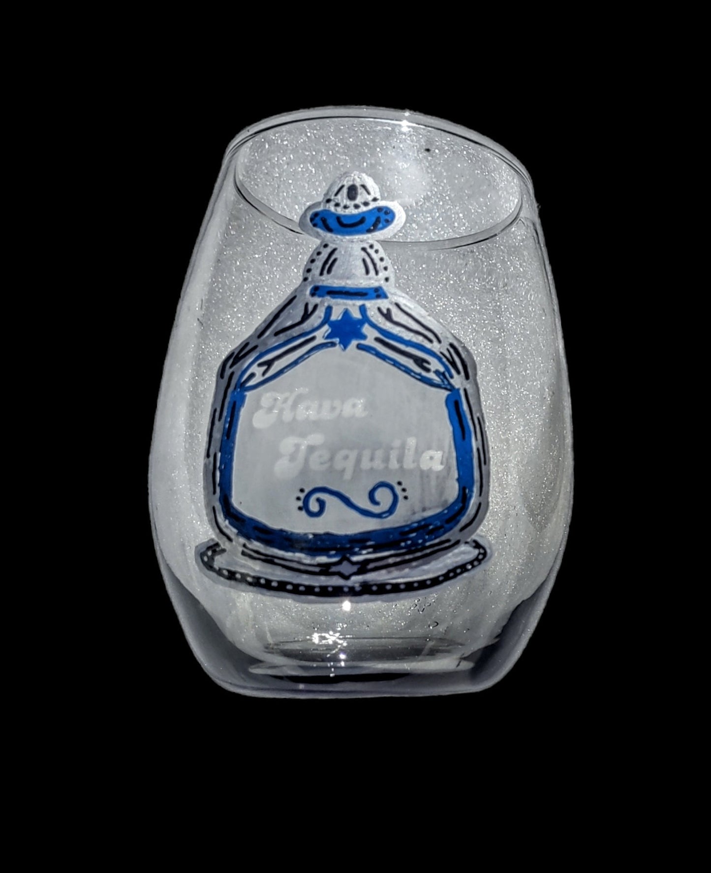 "Hava Tequila" Funny Wine Glass/ Kiddish Cup
