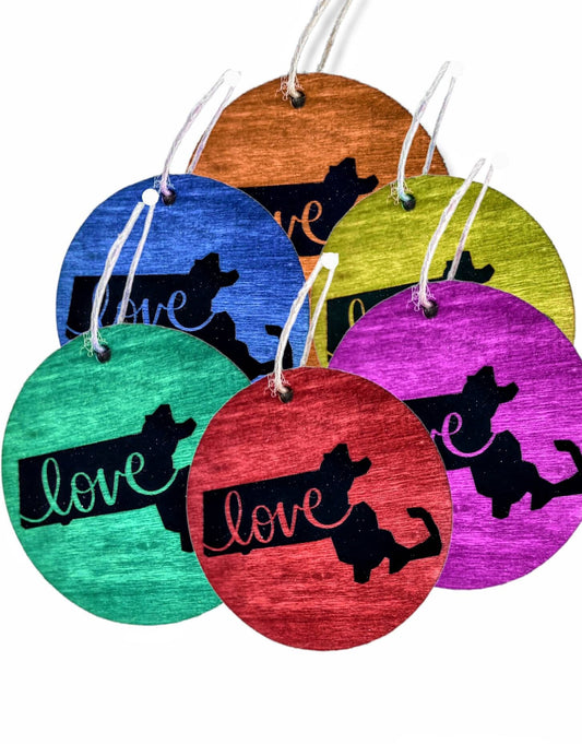 Massachusetts with Love Ornament