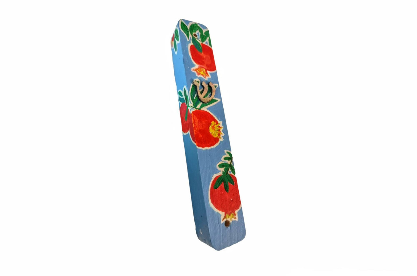 Hand-Painted Pomegranate Mezuzah Case & Hamsa