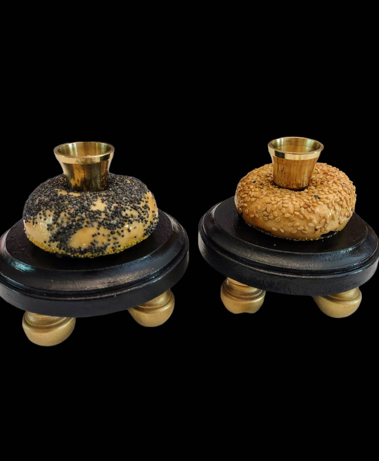 Bagel Shabbat Candle Holders