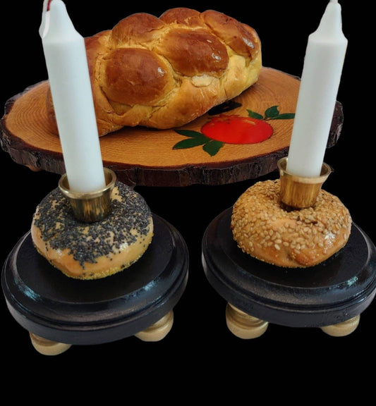 Bagel Shabbat Candle Holders
