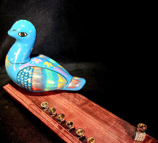 Vintage Ceramic Blue Bird Menorah