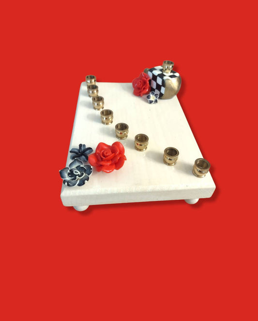 Checkerboard and Flower Menorah