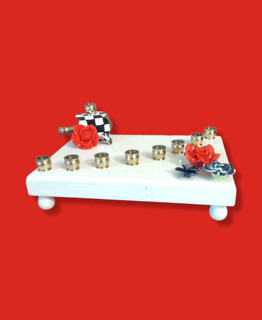 Checkerboard and Flower Menorah