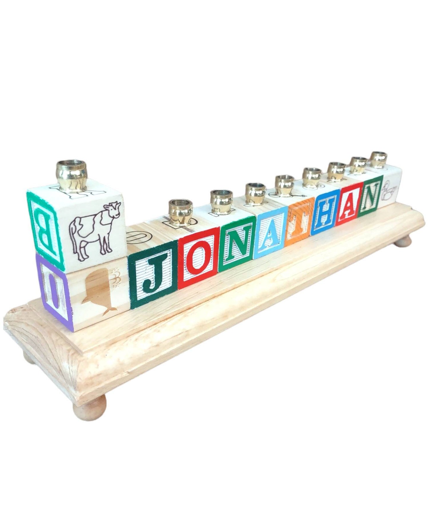 Personalized Traditional Alphabet Blocks Name Menorah
