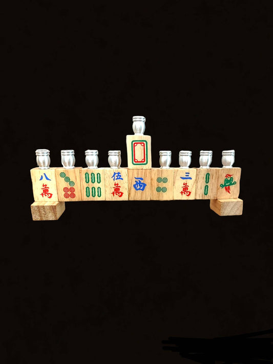 Mah Jong Menorah in Wood