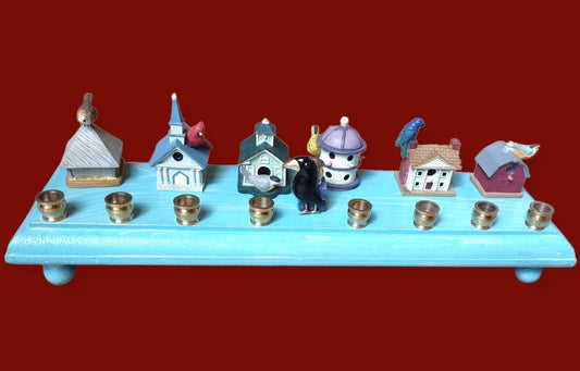 Vintage Lenox Ceramic Birdhouse Menorah