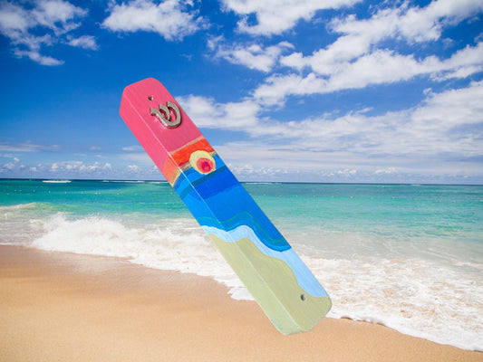 Hand-painted beach sunset mezuzah Judaica home Jewish housewarming