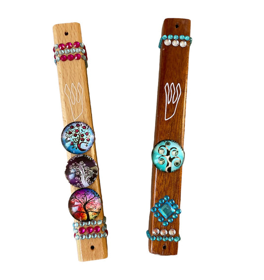 Wood tree of life Mezuzah Case