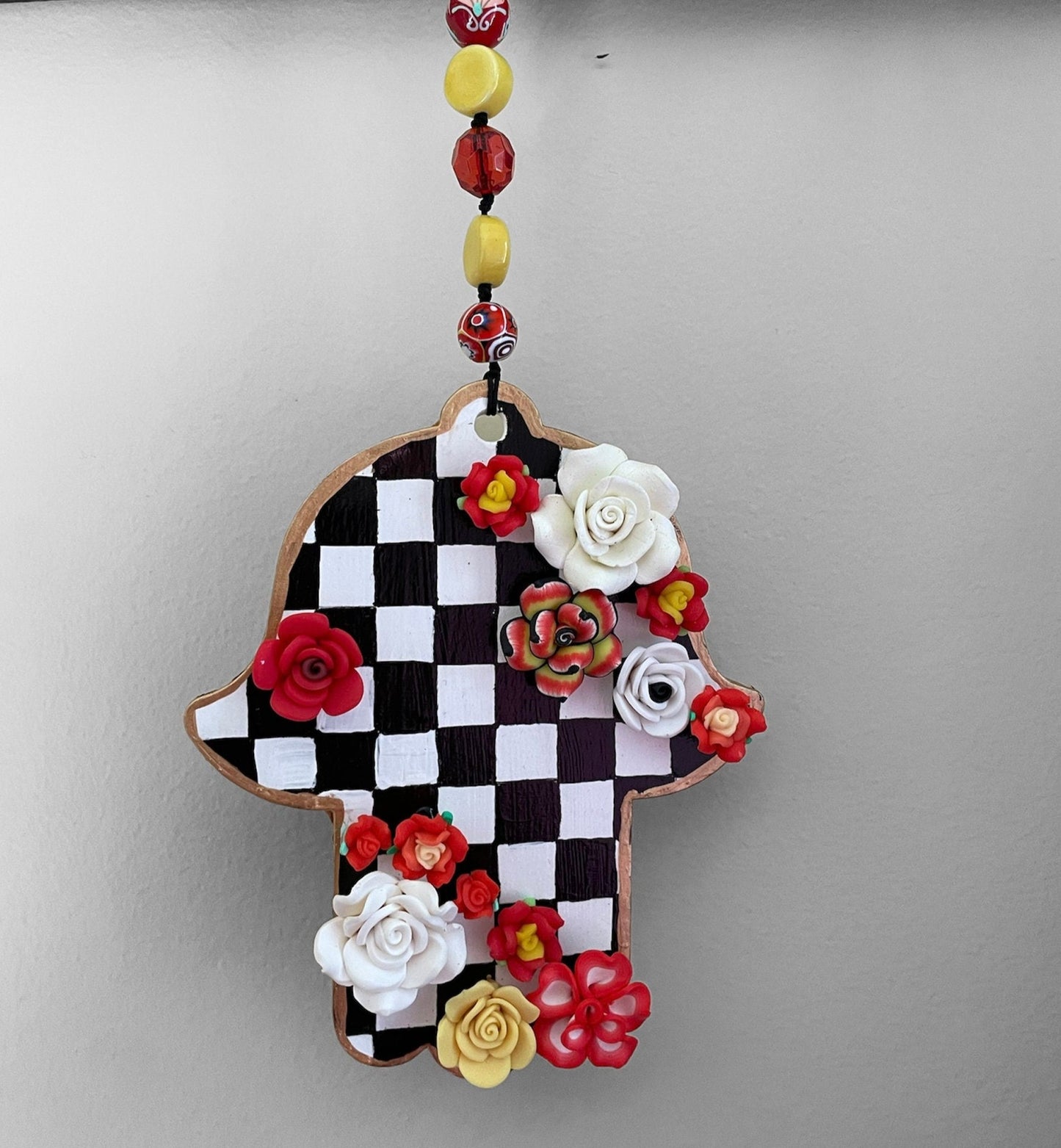 Checkered and Flowers Hamsa
