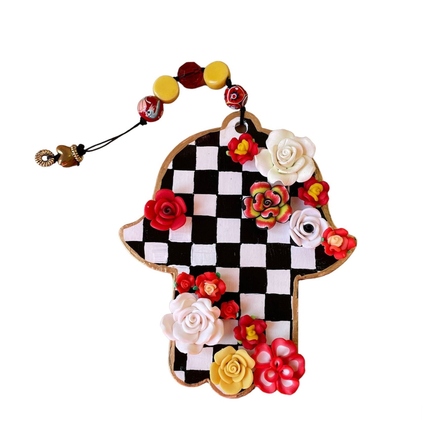 Checkered and Flowers Hamsa