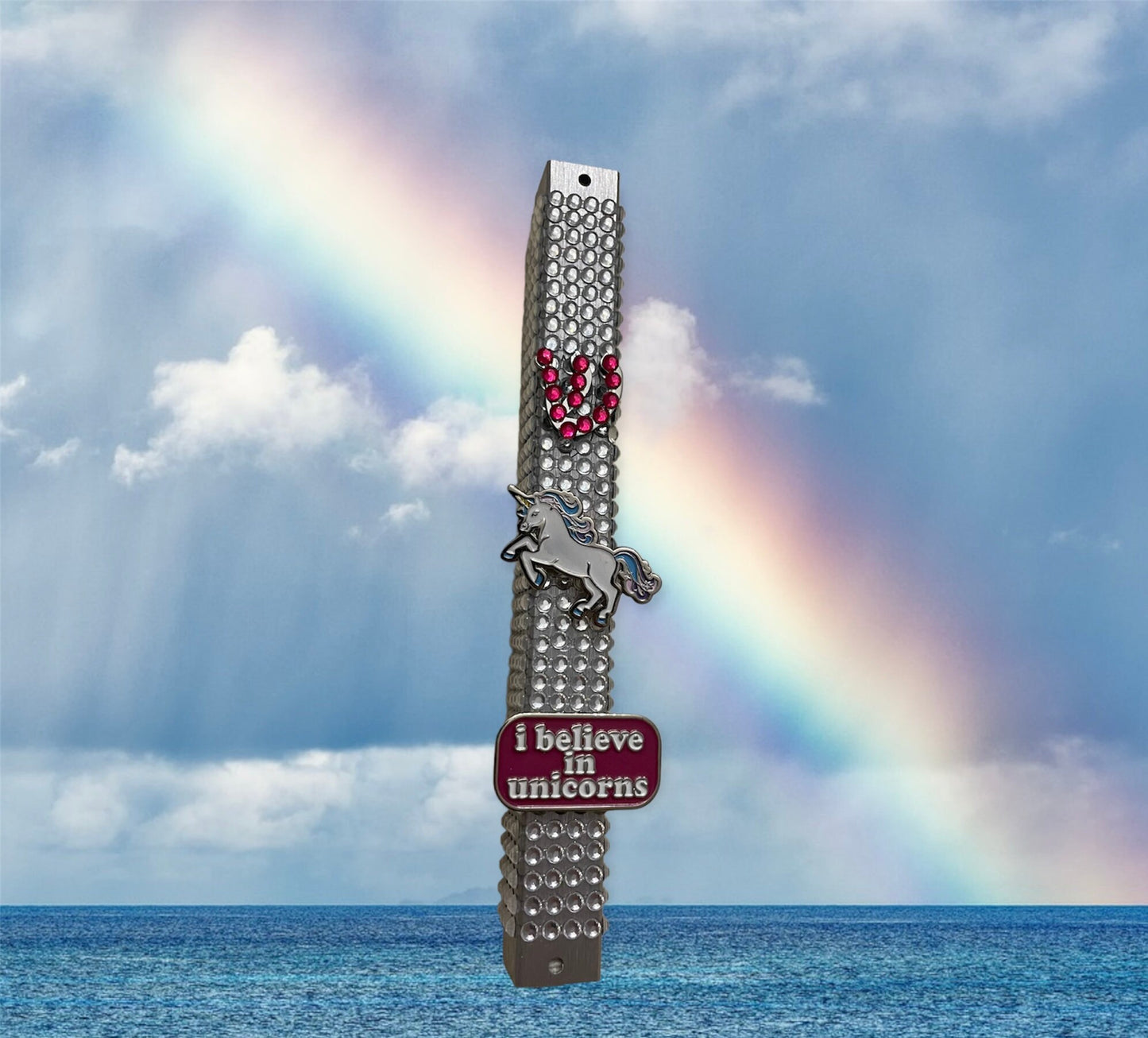 I Believe in Unicorns Rhinestone Sparkly Mezuzah Case
