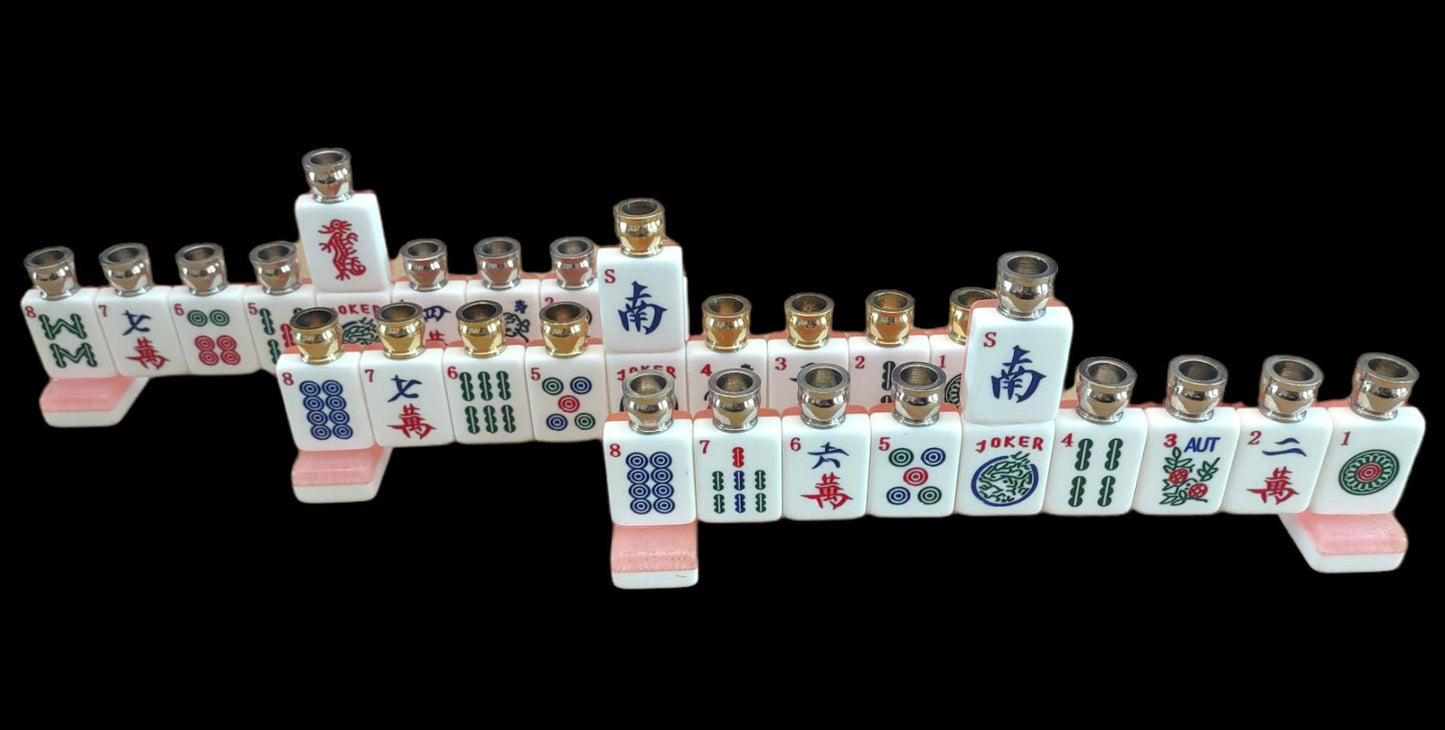 Mah Jong Menorah in Pink Glitter