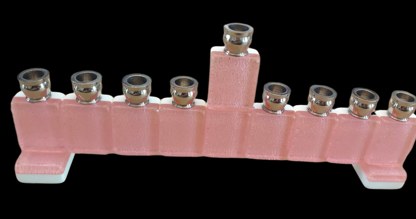 Mah Jong Menorah in Pink Glitter