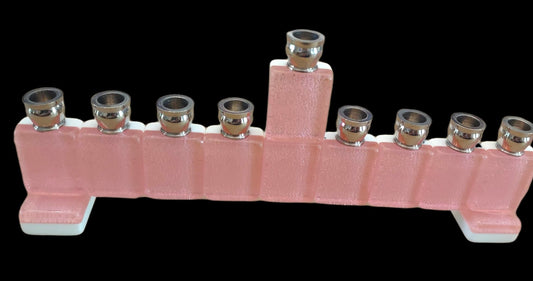 Mah Jong Menorah in Pink Glitter