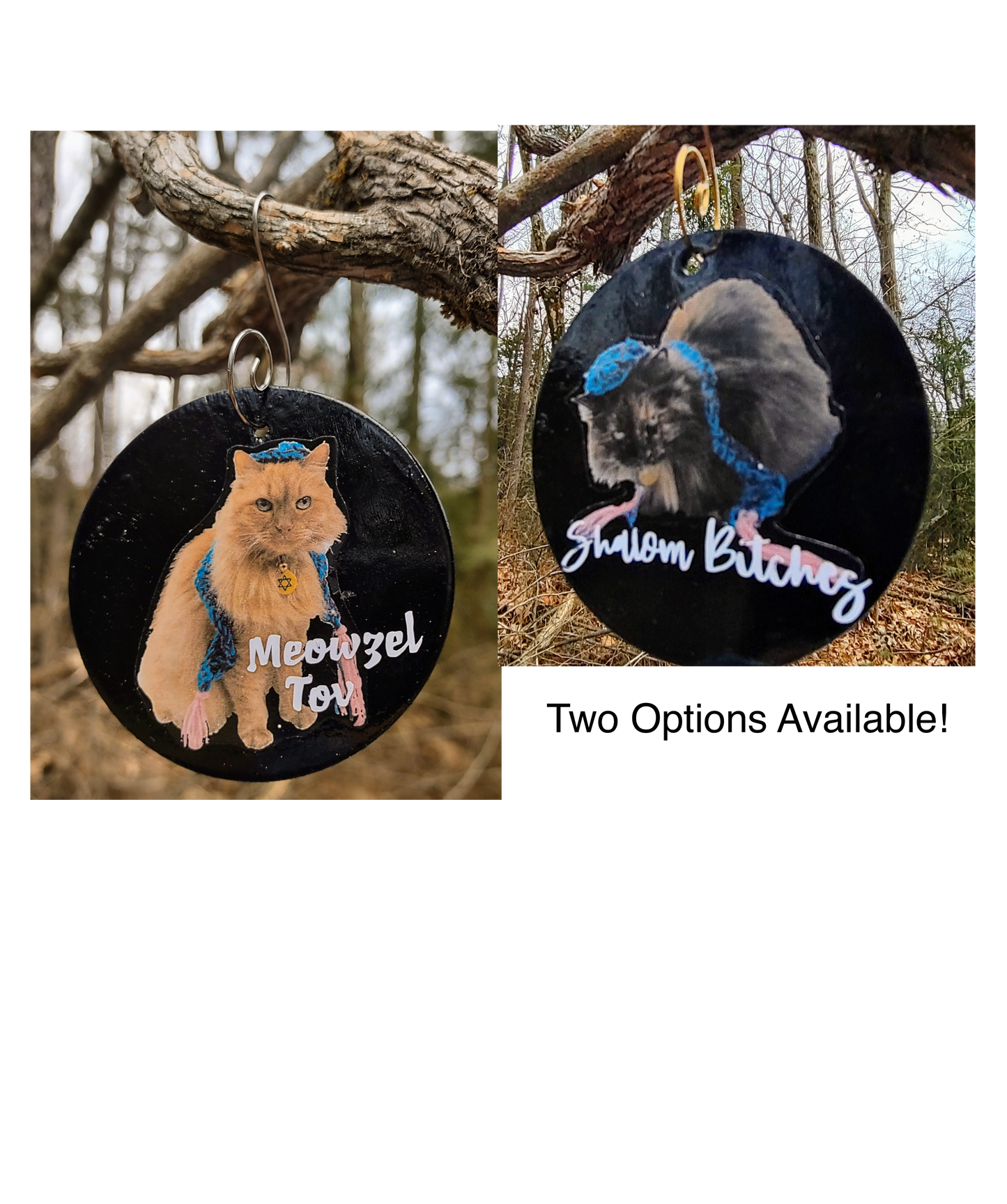 Meowzel Tov & Shalom Cat Ornaments