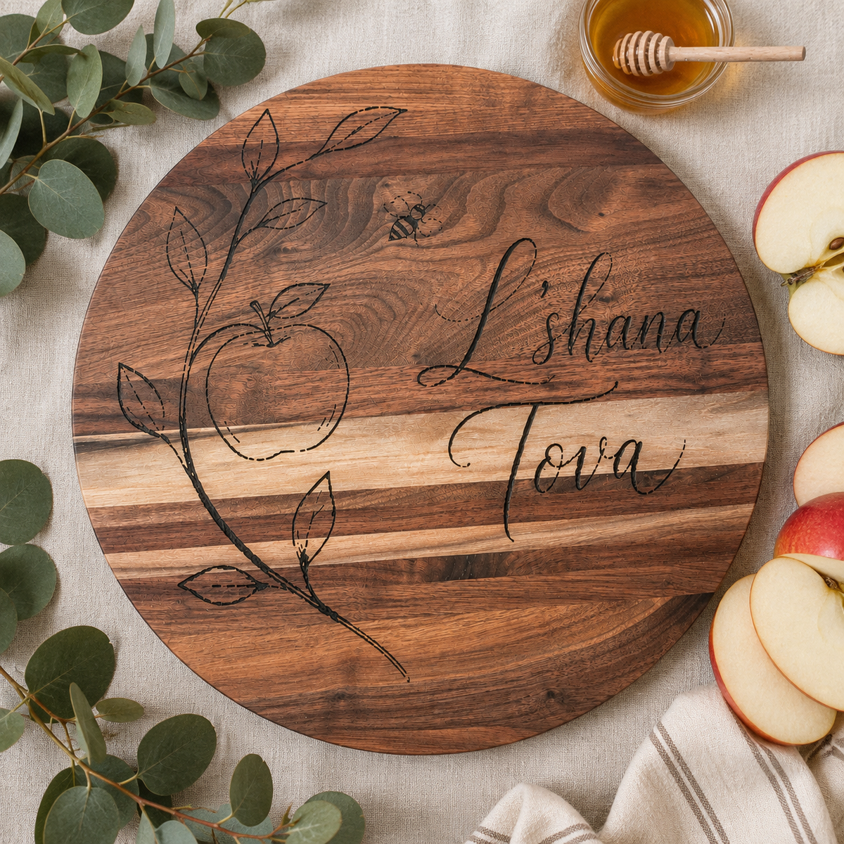 L’Shana Tova Oak Apple & Honey Board Set