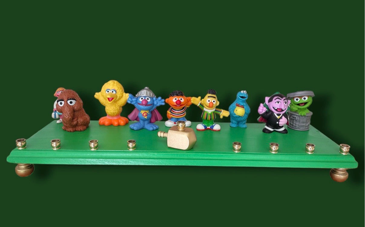 Sesame Street Menorah: Hand-crafted Hanukkah Decoration