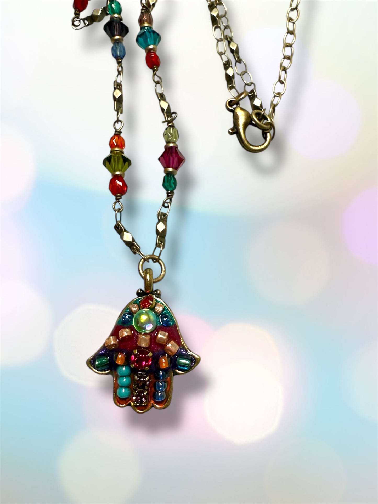 Multicolor Bright Hamsa Necklace