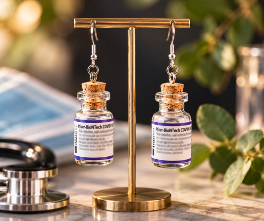 Authentic Pfizer COVID-19 Vaccine Vial Earrings | Science Is Real Collection