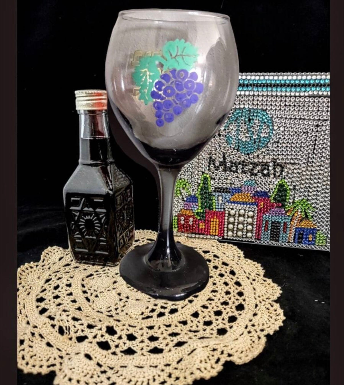 Handpainted Set of Miriam, Elijah & Kiddush Cups Passover Seder Glassware