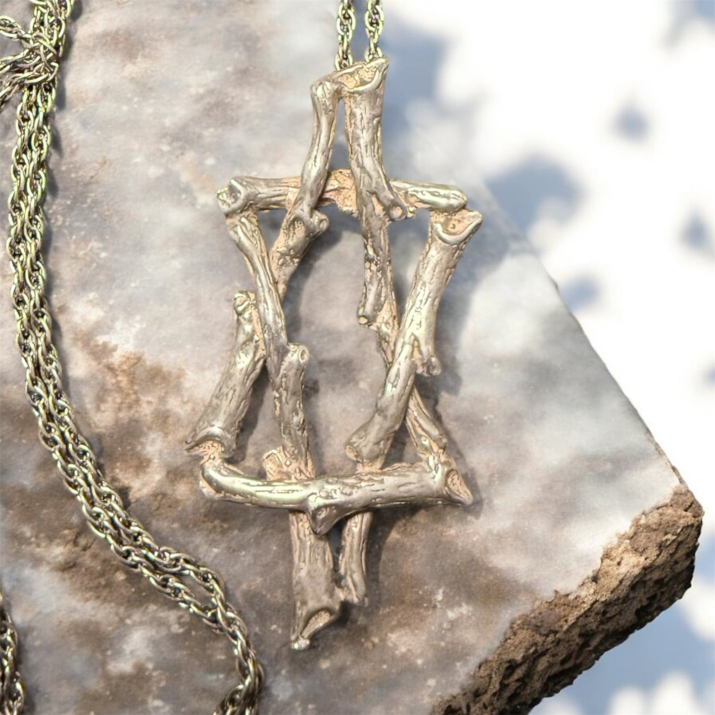 Vintage Sterling Silver Star of David pendant necklace