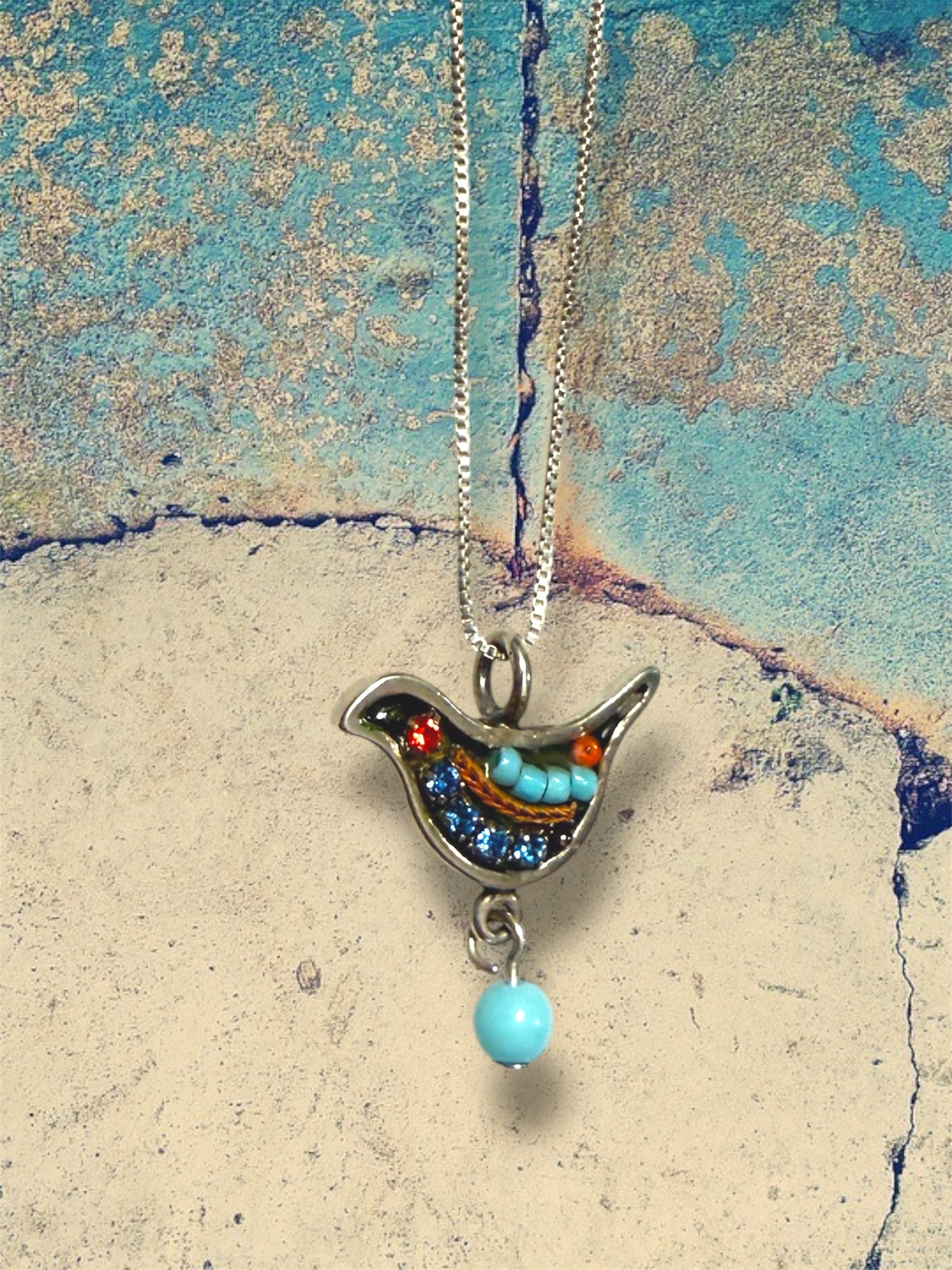 Vintage Adaya Mosaic Dove Necklace