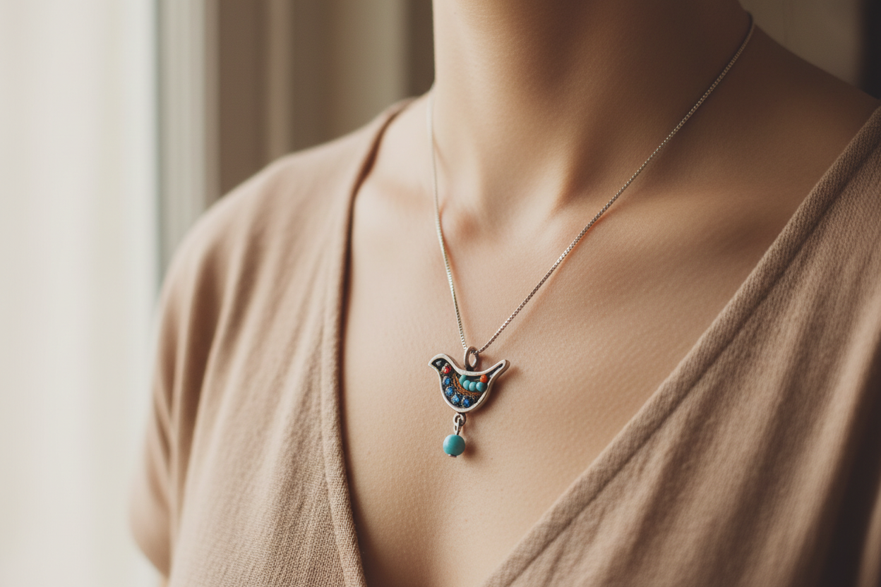 Vintage Adaya Mosaic Dove Necklace