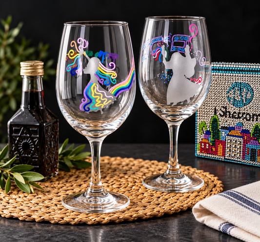 Hand-Painted Miriam’s Cup Wine Glass | Passover Judaica