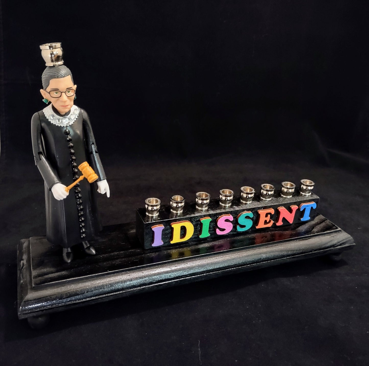 I Dissent Ruth Bader Ginsburg Hanukah Menorah Candle Holder Judaica RBG Jewish Gift