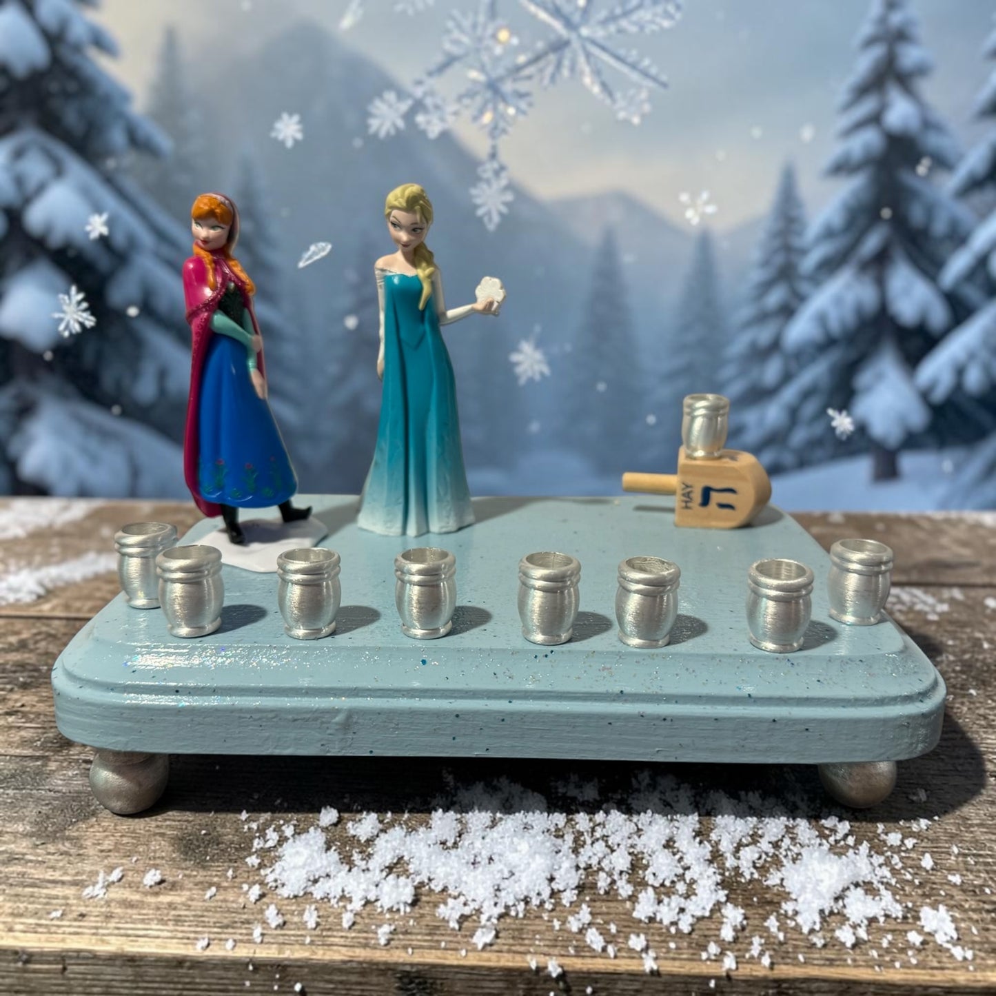 Princess Menorah Classic Disney Judaica Hannukah Frozen Anna Elsa