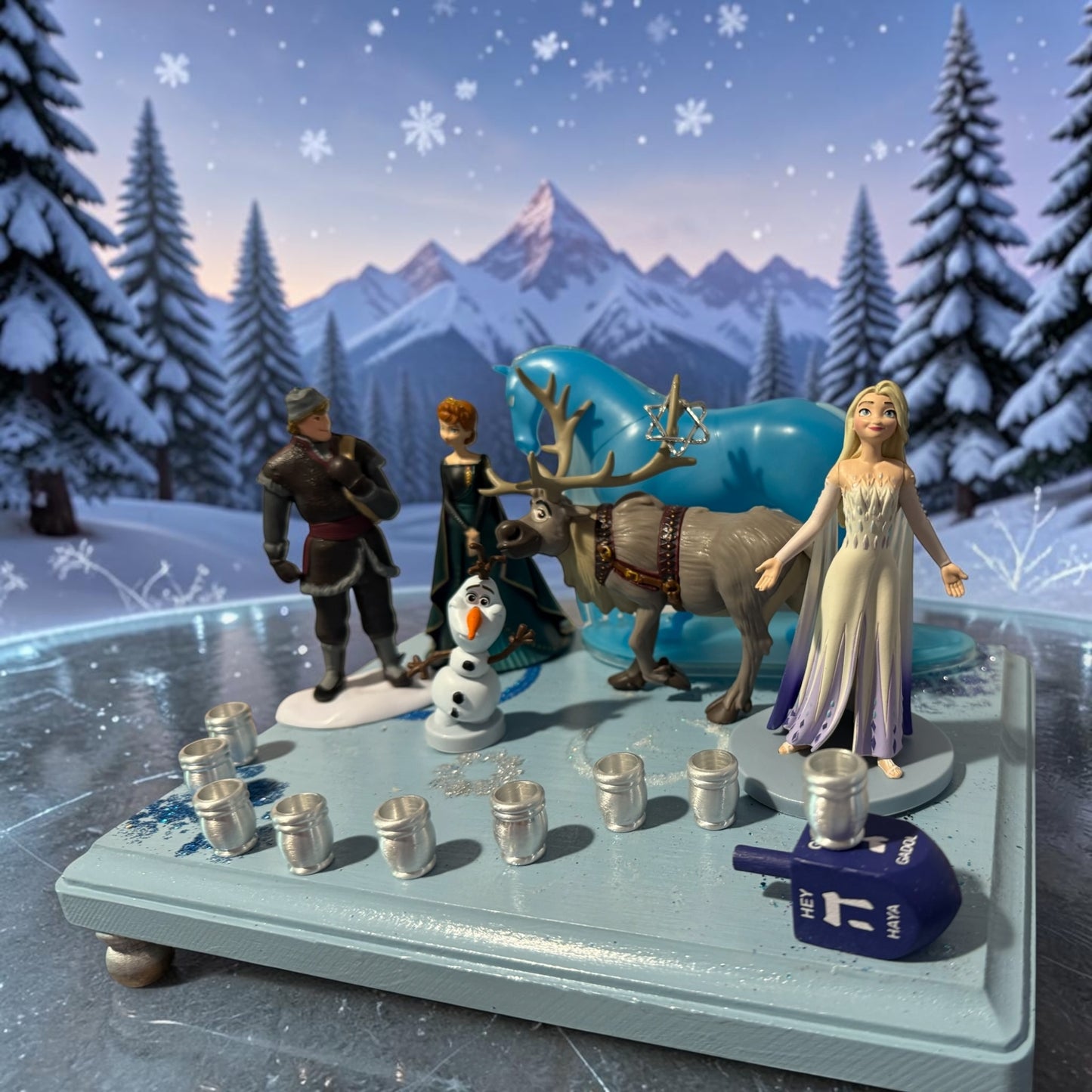 Frozen Menorah Princess Menorah Classic Disney Judaica Hanukkiah Anna and Elsa