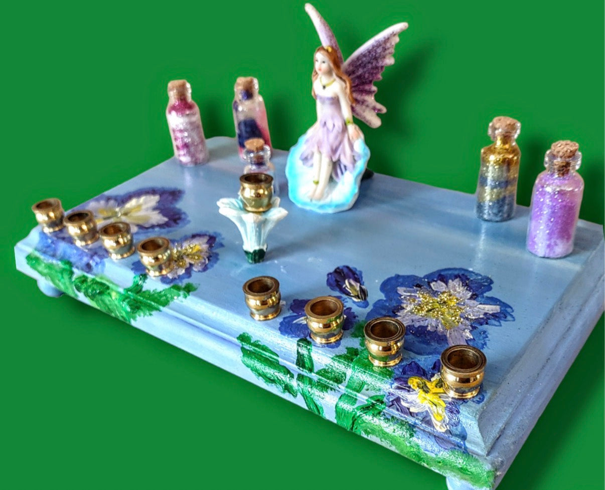 Fairy flower Menorah whimsical Judaica Jewish Hanukah gift