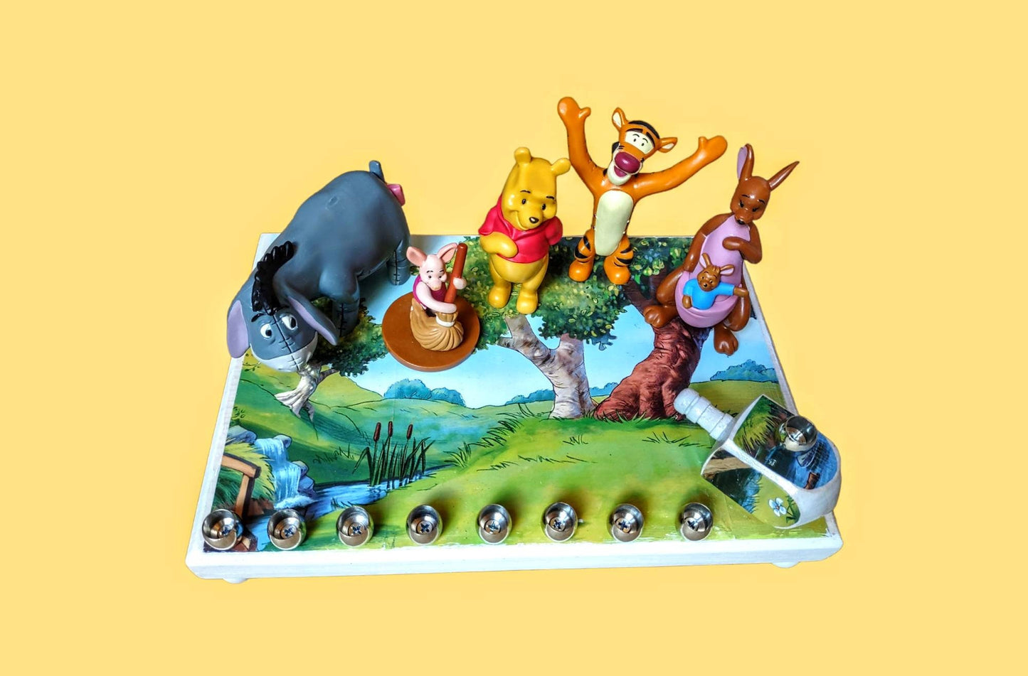 Winnie the Poo Fan Menorah Classic Judaica Hanukkiah Repurposed